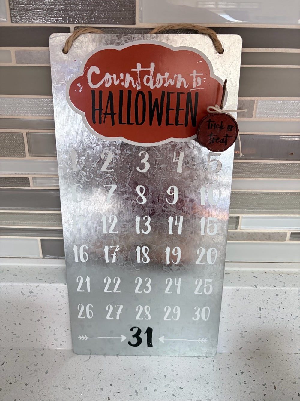 T.J.Maxx Silver and Orange Halloween Countdown sign  calendar